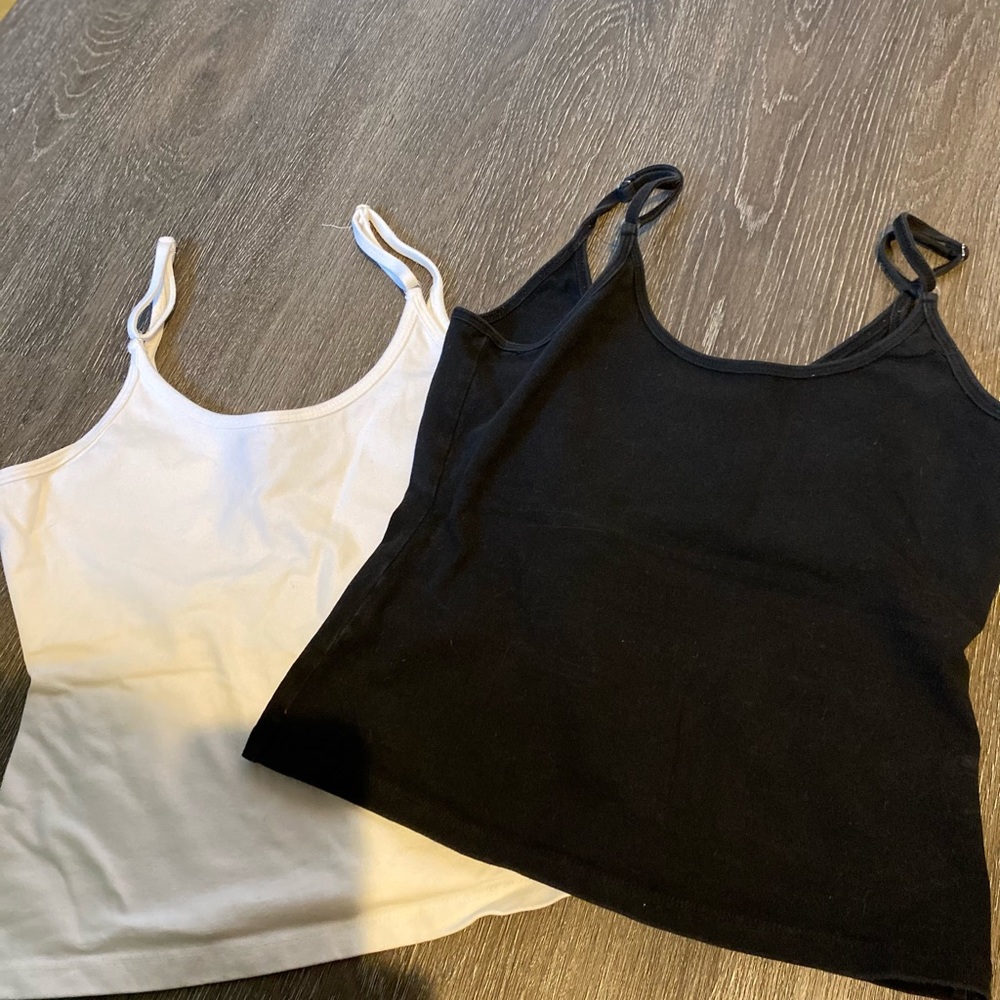 White and Black Cotton Tank Tops